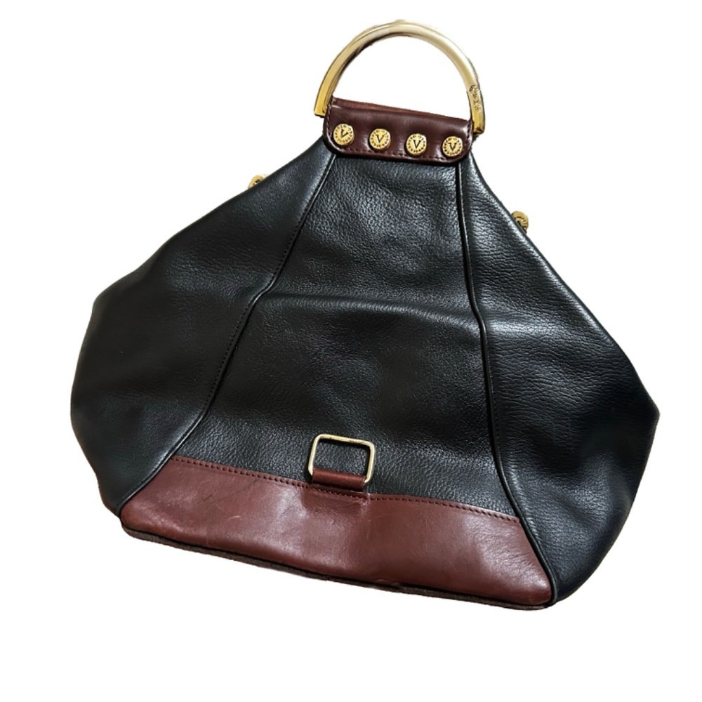 Valentina Italian Leather Top Handle Bag – Black & Brown – MADE IN ITALY. - Picture 6 of 11